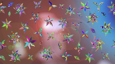 Çiçek ve yapraklı çiçek deseni. Küçük çiçekli şirin bir desen. Raster illüstrasyonu.