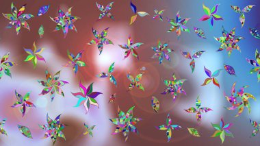 Tarafsız renklerde şirin tekstil tarzında. Raster illüstrasyonu. Renkli çizim kalıbı. Çiçek duvar kâğıdı. Çiçek arka planı.