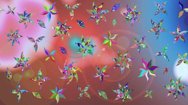 Eskiz klasiği. Raster Şirin kumaş deseni. Düz Çiçek Elementleri Tasarımı. Renkli Bahar Teması çizim şablonu.