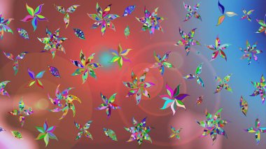 Raster Modaya uygun kumaş deseni. Pembe renkli şirin çiçek deseni. Düz Çiçek Elementleri Tasarımı. Renkli Bahar Teması çizim şablonu.