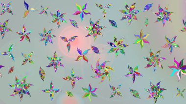 Çiçekli karalama şeklinde Raster çiçek deseni. Raster illüstrasyonu. Gri renkte yaz çiçekleri.