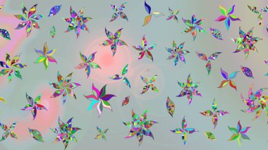 Güzel kumaş deseni. Raster Illustrasyon 'daki Çiçek Deseni' nin son moda çizimi. Renkli Yaz Temalı eskiz kalıbı. Düz Çiçek Elementleri Tasarımı.