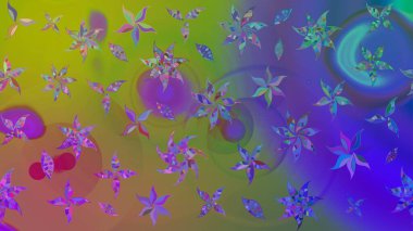 Renkli Bahar Teması eskiz kalıbı. Düz Çiçek Elementleri Tasarımı. Raster Şirin kumaş deseni. Eskiz klasiği.