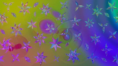 Raster illüstrasyonundaki çiçek desenli çizim. Suluboya tarzında mor renkte çiçekler.