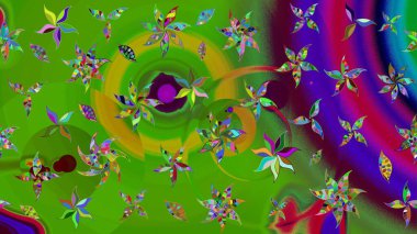 Renkli Bahar Teması eskiz kalıbı. Güzel çiçek deseni. Düz Çiçek Elementleri Tasarımı. Yeşil renkte çiçekler.