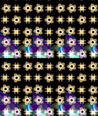 Siyah, sarı ve mavi renklerde şirin soyut kar taneleri raster tasarımı. Yeni yıl kar tanesi. Düz kar karalama ikonları, kar taneleri silueti Noel afişi için, kartlar.