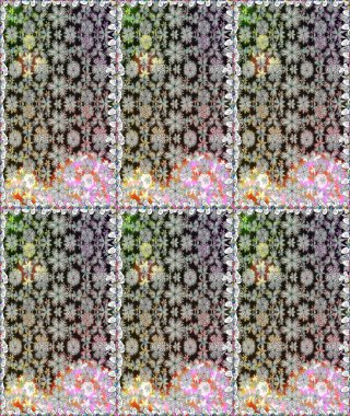 Çiçeksel çizim kalıbının yansıması. Vadinin gri renkli çiçekleri.