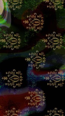 Siyah renklerde. Raster illüstrasyonu. 3D çiçekler, çizim.