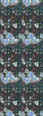 Flower pattern raster, blue, neutral and green line graphic pattern abstract raster background. Modern stylish texture.