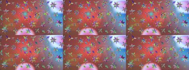 Raster illüstrasyonu. Kahverengi renklerde bahar çiçekleri. Raster çiçek desenli ve çiçekli..