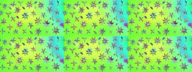 Raster illüstrasyonundaki çiçek desenli çizim. Suluboya tarzında yeşil renkte çiçekler.