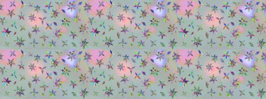 Raster illüstrasyonu. Gri renkli çiçekler. Çiçek desenli eskiz, vuruşlar, sıçramalar, yaz çiçekleri..