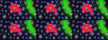 Motley illüstrasyonu. Robot resim. Küçük renkli çiçekler. Çiçekli yaz çiçekleri. Küçük çiçekte güzel bir desen. Moda baskıları için zarif bir şablon.