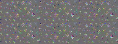 Yapraklı çiçekler ve kır renkli papatya çiçekleri. Raster - stok. Taslak arkaplan deseni.