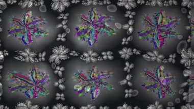 Renkli unsurlarla hareketli arka plan görüntüleri. Çiçekler. Eski model. Bayrak tarzı. Video kaydı. Şablon. Döngü. Kusursuz..