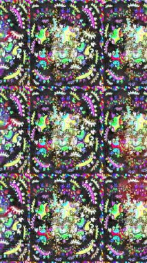 Renkli unsurlarla hareketli arka plan görüntüleri. Çiçekler. Eski model. Bayrak tarzı. Video kaydı. Şablon. Döngü. Kusursuz..