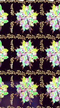 Renkli unsurlarla hareketli arka plan görüntüleri. Çiçekler. Eski model. Bayrak tarzı. Video kaydı. Şablon. Döngü. Kusursuz..