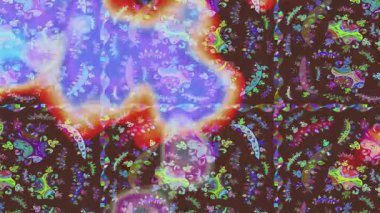 Renkli unsurlarla hareketli arka plan görüntüleri. Çiçekler. Eski model. Bayrak tarzı. Video kaydı. Şablon. Döngü. Kusursuz..