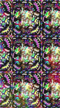 Renkli unsurlarla hareketli arka plan görüntüleri. Çiçekler. Eski model. Bayrak tarzı. Video kaydı. Şablon. Döngü. Kusursuz..