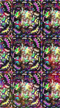 Renkli unsurlarla hareketli arka plan görüntüleri. Çiçekler. Eski model. Bayrak tarzı. Video kaydı. Şablon. Döngü. Kusursuz..