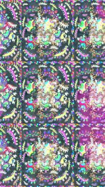 Renkli unsurlarla hareketli arka plan görüntüleri. Çiçekler. Eski model. Bayrak tarzı. Video kaydı. Şablon. Döngü. Kusursuz..