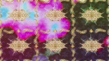 Renkli unsurlarla hareketli arka plan görüntüleri. Çiçekler. Eski model. Bayrak tarzı. Video kaydı. Şablon. Döngü. Kusursuz..