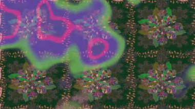 Renkli unsurlarla hareketli arka plan görüntüleri. Çiçekler. Eski model. Bayrak tarzı. Video kaydı. Şablon. Döngü. Kusursuz..