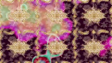 Renkli unsurlarla hareketli arka plan görüntüleri. Çiçekler. Eski model. Bayrak tarzı. Video kaydı. Şablon. Döngü. Kusursuz..