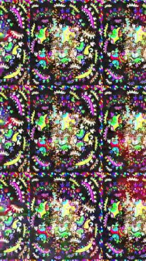 Renkli unsurlarla hareketli arka plan görüntüleri. Çiçekler. Eski model. Bayrak tarzı. Video kaydı. Şablon. Döngü. Kusursuz..