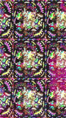 Renkli unsurlarla hareketli arka plan görüntüleri. Çiçekler. Eski model. Bayrak tarzı. Video kaydı. Şablon. Döngü. Kusursuz..