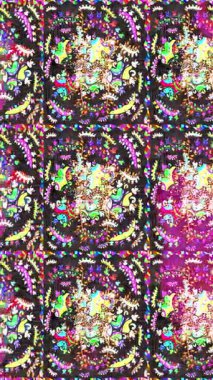 Renkli unsurlarla hareketli arka plan görüntüleri. Çiçekler. Eski model. Bayrak tarzı. Video kaydı. Şablon. Döngü. Kusursuz..