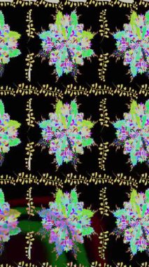 Renkli unsurlarla hareketli arka plan görüntüleri. Çiçekler. Eski model. Bayrak tarzı. Video kaydı. Şablon. Döngü. Kusursuz..