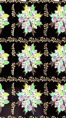 Renkli unsurlarla hareketli arka plan görüntüleri. Çiçekler. Eski model. Bayrak tarzı. Video kaydı. Şablon. Döngü. Kusursuz..