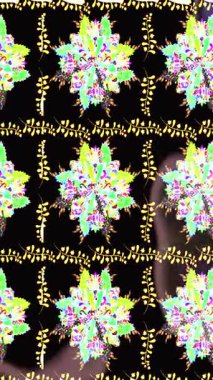 Renkli unsurlarla hareketli arka plan görüntüleri. Çiçekler. Eski model. Bayrak tarzı. Video kaydı. Şablon. Döngü. Kusursuz..