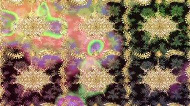 Renkli unsurlarla hareketli arka plan görüntüleri. Çiçekler. Eski model. Bayrak tarzı. Video kaydı. Şablon. Döngü. Kusursuz..