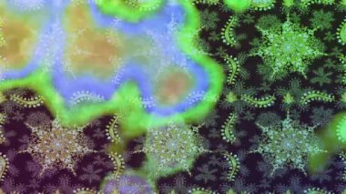 Renkli unsurlarla hareketli arka plan görüntüleri. Çiçekler. Eski model. Bayrak tarzı. Video kaydı. Şablon. Döngü. Kusursuz..