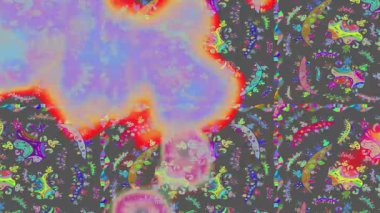 Renkli unsurlarla hareketli arka plan görüntüleri. Çiçekler. Eski model. Bayrak tarzı. Video kaydı. Şablon. Döngü. Kusursuz..