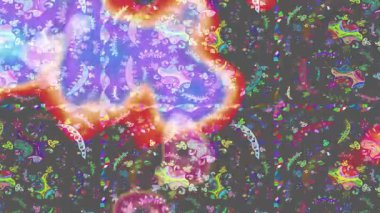 Renkli unsurlarla hareketli arka plan görüntüleri. Çiçekler. Eski model. Bayrak tarzı. Video kaydı. Şablon. Döngü. Kusursuz..