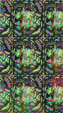 Renkli unsurlarla hareketli arka plan görüntüleri. Çiçekler. Eski model. Bayrak tarzı. Video kaydı. Şablon. Döngü. Kusursuz..