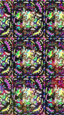 Renkli unsurlarla hareketli arka plan görüntüleri. Çiçekler. Eski model. Bayrak tarzı. Video kaydı. Şablon. Döngü. Kusursuz..