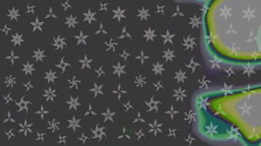 Renkli unsurlarla hareketli arka plan görüntüleri. Çiçekler. Eski model. Bayrak tarzı. Altın, altın. Video kaydı. Şablon.