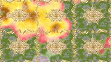 Renkli unsurlarla hareketli arka plan görüntüleri. Çiçekler. Eski model. Bayrak tarzı. Video kaydı. Şablon. Döngü. Kusursuz..