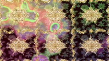 Renkli unsurlarla hareketli arka plan görüntüleri. Çiçekler. Eski model. Bayrak tarzı. Video kaydı. Şablon. Döngü. Kusursuz..