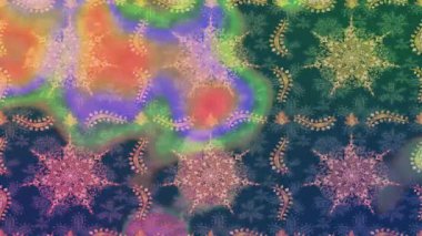 Renkli unsurlarla hareketli arka plan görüntüleri. Çiçekler. Eski model. Bayrak tarzı. Video kaydı. Şablon. Döngü. Kusursuz..