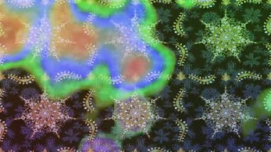 Renkli unsurlarla hareketli arka plan görüntüleri. Çiçekler. Eski model. Bayrak tarzı. Video kaydı. Şablon. Döngü. Kusursuz..