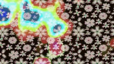 Renkli unsurlarla hareketli arka plan görüntüleri. Çiçekler. Eski model. Bayrak tarzı. Video kaydı. Şablon. Döngü. Kusursuz..