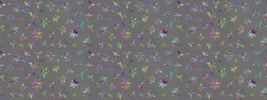 Gri kıvırcık çiçekler gri renkte şekillenir. Raster illüstrasyonu. Klasik çiçek tasarım elementleri.