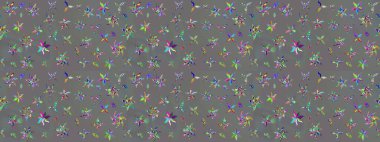 Raster illüstrasyonu. Eski usul. Kumaş, tekstil, duvar kağıdı baskısı için. Renkli desenli eskiz deseni, gri çiçekler ve dekoratif elementlerle. Taslak arkaplan.