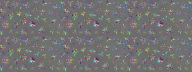 Gri renklerde. Raster illüstrasyonu. Çiçekli güzel suluboya desen.