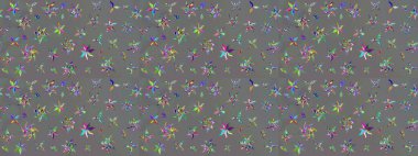 Çiçekler, dallar, bitkiler ve çiçekler. Raster illüstrasyonu. El çizimi. Güzel kumaş deseni.